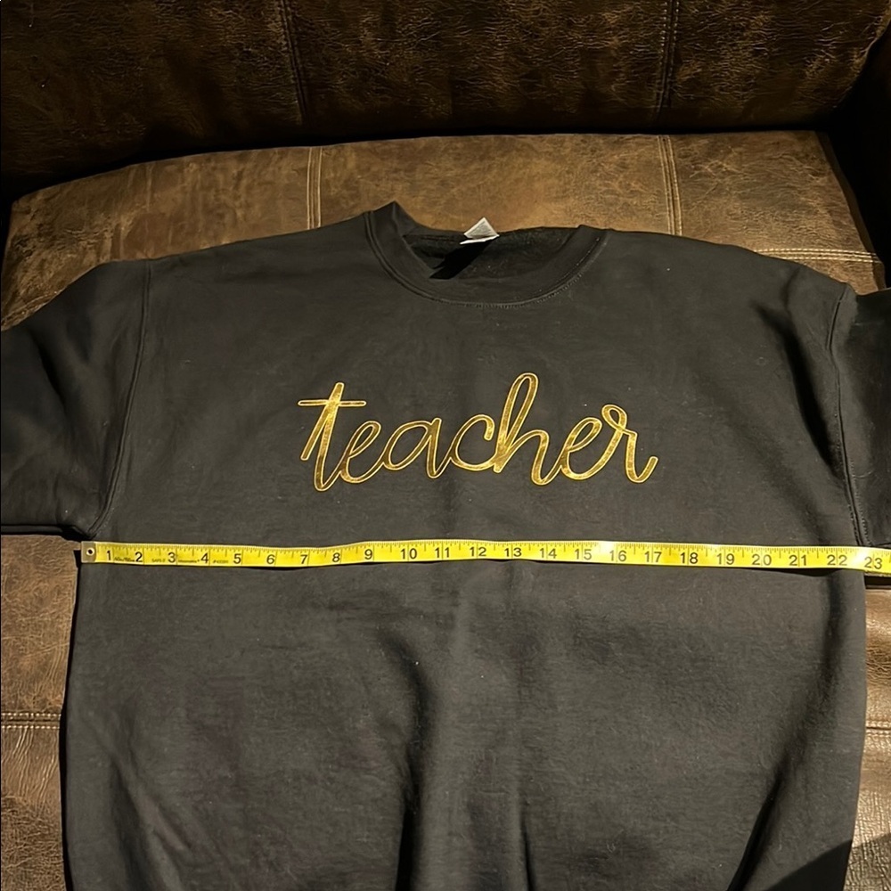 Gildan Black Sweatshirt with Gold 'Teacher' Print - Picture 5 of 6